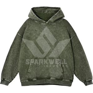Sudadera con Capucha Extra Grande para Hombre, 100% Algodón, Felpa Francesa, Color Sólido, Diseño Casual con Bolsillo Frontal, Ropa de Otoño - Product Image 3