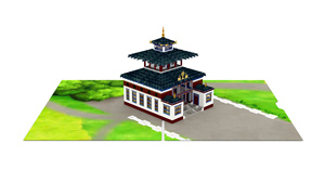 Carte de vœux 3D pop-up, artisanat en papier représentant un temple chinois traditionnel, cadeau - Product Image 3