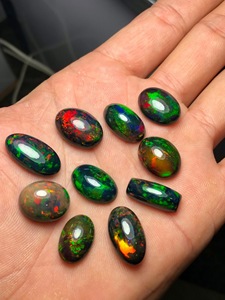 Opale d'Éthiopie noire naturelle de qualité supérieure, cabochon opale de feu Welo, pierre précieuse en vrac, opale de feu AAA, pierre pour bijoux, fournisseur en gros - Product Image 2