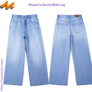 Pantalon large décontracté pour femme avec taille double superposée plissée horizontalement, élégant, en tissu BCI et recyclé, confectionné à partir de 9,88 oz de tissu. - Product Image 3