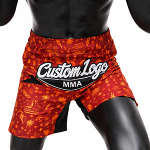 กางเกงชกมวย MMA แบบสั่งทำพิเศษ สไตล์บอร์ดชอร์ต ผ้าสเตรช สำหรับกีฬากราปลิง คิกบ็อกซิ่ง มวยไทย ชุดออกกำลังกายสำหรับต่อสู้ ผู้ผลิต OEM - Product Image 1