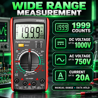 Multimètre numérique DT9205A LCD, testeur automatique de tension AC/DC, 1999 lectures, 2mA-20A, mesure de la capacité et de l'impedance, outil électrique