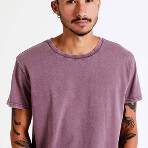 T-shirt en maille de luxe uni style urbain pour homme, délavé à l'acide, écoresponsable, vente en gros - Product Image 4