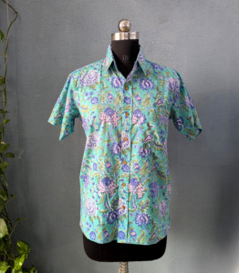 เสื้อเชิ้ตแขนสั้นผู้ชายพิมพ์ลายดอกไม้ลำลองคอปกผ้าฝ้ายสไตล์ฤดูร้อน - Product Image 4