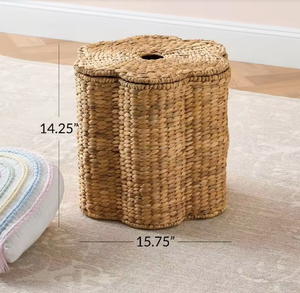 Sisu Handicraft Eco-Friendly Water Hyacinth <b>Flower</b>-Shaped Elegant Mini Multifunction Handle Customized Size Storage <b>Basket</b> Lid - Product Image 3