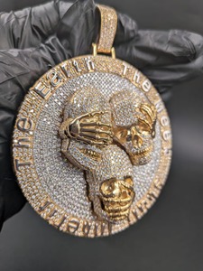 The Earth The Meek Shall Inherit Colgante de esqueleto de plata 925 con moissanita y pedrería, estilo Hiphop, joyería de dije para hombre, regalo - Product Image 6