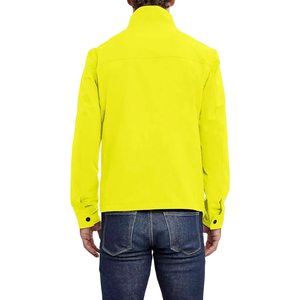 เสื้อแจ็คเก็ต PU สีเหลืองสดใสสำหรับผู้ชาย กันลม คอตั้ง ปิดด้วยซิป สวมใส่สบายๆ ในฤดูใบไม้ร่วง - Product Image 3