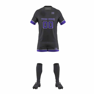 Ensemble d'uniformes de lacrosse personnalisés en or avec shorts noirs, maillot d'équipe sublimé et manches à triple rayure – Équipement sportif - Product Image 2
