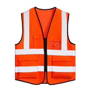Chaleco de Seguridad Reflectante de Alta Visibilidad para Hombre, Ropa de Trabajo Informal, Verde con Bolsillos con Cremallera, Poliéster Transpirable - Product Image 2