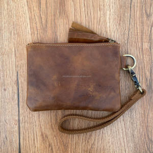 Gran oferta, RFID multifunción bolso de mano de lujo, muñequera de cuero genuino de piel de vaca, bolsa con cremallera y grabado láser, moda Vintage - Product Image 5