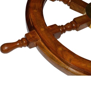 Classic <b>Wooden</b> Ship <b>Wheel</b> 18" Collectible Nautical Steering Wall Wood Decorative - Product Image 5