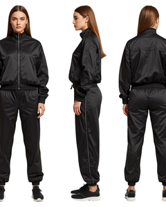 Conjunto Deportivo de Invierno para Mujer, Talla Grande, Chaqueta con Capucha de Forro Polar de Algodón con Cierre Completo y Pantalones Ajustados, Traje Deportivo para Correr - Product Image 1