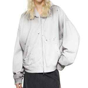 Sudadera con capucha unisex de corte holgado, de tejido grueso, con efecto desgastado, hombros caídos, estilo urbano, con logotipo personalizado - Product Image 4