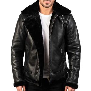 Chaqueta de Cuero de Primera Calidad para Invierno con Forro de Piel de Oveja para Hombre y Mujer, Piel de Oveja Genuina, Cuello con Hebilla, Diseño Elegante - Product Image 2