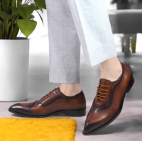 Nouvelles chaussures décontractées en cuir imprimé à lacets pour hommes |   Chaussures de style professionnel à semelle souple antidérapante résistantes à l'usure à bout pointu