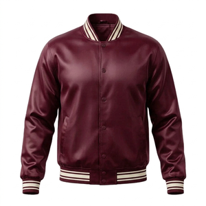 Chaquetas Varsity de Cuero de Manga Larga para Hombre, Estilo Profesional, con Frente de Lona, Ecológicas, Resistentes al Viento, Transpirables, para Invierno, Venta al Por Mayor - Product Image 3