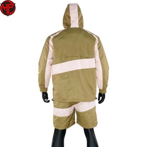 ชุดวอร์มไนลอนแบบมีซิปพร้อมฮู้ดและกางเกงขาสั้น ชุดวอร์มผ้ากันลมแบบเรียบ ชุดวอร์มผู้ชาย - Product Image 6