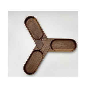 Geometric Wooden Serving Tray Solid Wood Minimalist Design Handmade Dishes Plate for <b>Breakfast</b> Dinner Desserts Beverages - Product Image 6