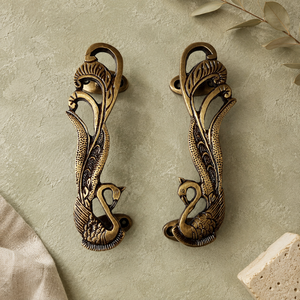 Poignée de porte décorative en laiton massif SHUBHAM, style paon, antique, vintage, quincaillerie pour meubles - Product Image 5