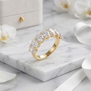 5.25CTW Oval Cut Prong Set Seven Stone Band <b>Ring</b> - Product Image 2