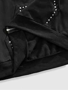 Sudaderas con capucha personalizables al por mayor con cremallera, informales, con pedrería, para entrenamiento, para hombre, de corte holgado y estilo streetwear - Product Image 5