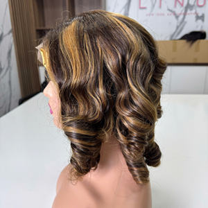 100% cheveux humains vietnamiens courts bouncy curl transparent dentelle perruque qualité Super Double dessiné cheveux prix de gros de haute qualité - Product Image 2