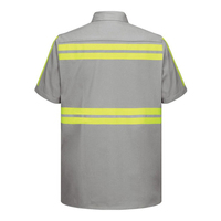 Combinaison de travail respirante à manches courtes pour hommes, couleurs personnalisées, haute visibilité, bandes réfléchissantes, polyester, uniforme de sécurité pour la construction