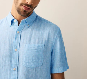 เสื้อเชิ้ตแขนสั้นผู้ชายขายดี ผลิตตามแบบ OEM ปักโลโก้ได้ คอปกมาตรฐาน ผ้าลินินผสม 100% ผ้าฝ้าย สไตล์ลำลอง แฟชั่น - Product Image 6