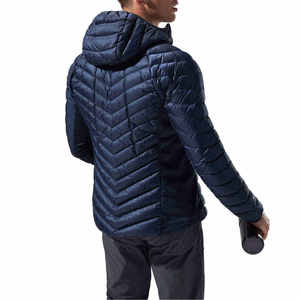 Veste d'hiver rembourrée légère à capuche pour homme, coupe-vent, imperméable, pliable, matelassée, parka d'extérieur bleu marine - Product Image 5