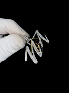 Collar de nombre de letra personalizado minimalista de oro sólido blanco de 14 quilates de moda con cadena de diamantes VVS Moissanite colgantes finos y dijes de regalo - Product Image 2