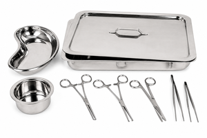 Kit de pansements réutilisables 8 pièces en acier inoxydable, kit d'instruments de chirurgie générale avec plateau, certifié CE, kit médical - Product Image 1