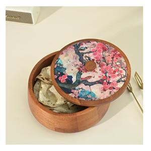 Caja de Madera de Mango de Lujo con Tapa con Estampado Floral, Ideal para Chapati y Vajilla India, Recipiente para Comida Caliente en Oferta - Product Image 1