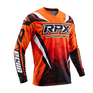 Jersey de Motocross de Manga Larga para Hombre, Naranja, Negro y Rojo, de Secado Rápido, Camiseta de Ciclismo, Ropa de Carreras de Motocicleta para Adultos - Product Image 1