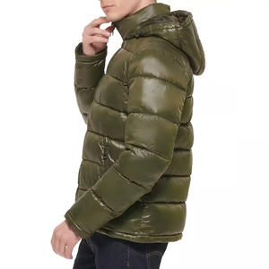 Customized Casual Men's Winter Outdoor <b>Coats</b> New Fashion Thickened Waterproof Windproof Glossy Solid Color Zipper Front Hooded - Product Image 1