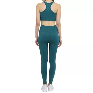 Hot Sale Custom Solid Anti-Bacterial High Waist Plus Size Yoga <b>Leggings</b> Sets <b>with</b> <b>Pocket</b> 2pcs Workout Wear for Women - Product Image 4