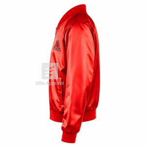 Veste en satin respirant personnalisée Delta Sigma Theta Sorority avec logo brodé sur le devant, rouge et blanc, manches longues pour femme - Product Image 4
