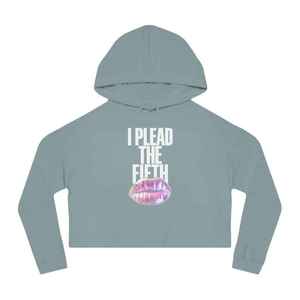 Sudadera con capucha corta azul polvo para mujer, de manga larga con estampado gráfico, top corto informal - Product Image 1