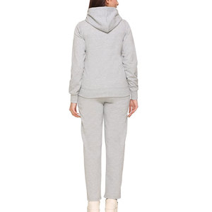 Ensemble de survêtement gris à capuche pour femmes, sweat-shirt à fermeture éclair à manches longues avec poches latérales, pantalon de jogging à taille élastique, tenue de sport décontractée - Product Image 2