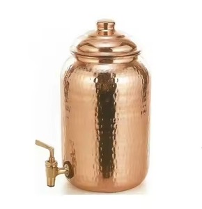 <b>High</b> Grade Copper Water Dispenser Drinking Water Storage Vessel with Tap Ideal for <b>Kitchen</b> Dining <b>Table</b> Office Setup - Product Image 1