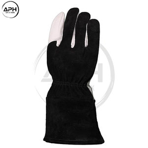 OEM ODM <b>Long</b> Cuff Full Finger Work Hand Wear Reinforced Thumb Palm Custom Size Industrial <b>Gloves</b> Yellow <b>Leather</b> Welding <b>Gloves</b> - Product Image 2