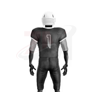 Ensemble d'uniformes de football américain pour hommes, maillot noir et pantalon, numéro 1, impression par sublimation, polyester respirant, taille adulte - Product Image 5