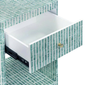 Stylish Collection <b>Blue</b> MOP <b>Bedside</b> <b>Table</b> With Single Drawer Decorative Nightstand Home Furniture Stool - Product Image 4