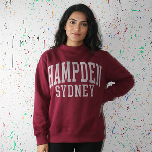 Sweat-shirt à col rond pour femme Hampden Sydney, couleur marron, coupe classique, doublé, épaules tombantes, respirant, coton tissé écologique - Product Image 1