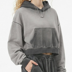 Sudadera con Capucha para Mujer, Estilo Urbano, de Felpa Regular, Transpirable, Resistente al Viento, con Impresión de Serigrafía Personalizada, Lavado Ácido - Product Image 4
