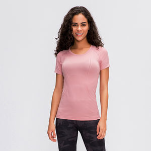 T-shirt d'été 2026 pour femme, col rond français, manches courtes, style décontracté « Hot Girl », haut court uni extensible pour femme - Product Image 1