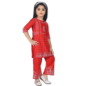 Ensemble Kurti et Palazzo de créateur pour filles, qualité export, tenue traditionnelle indienne tendance pour festivals, mariages et célébrations, en vente - Product Image 1