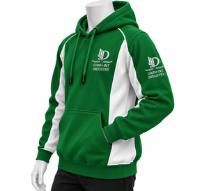 Sweat à capuche pour homme OARH-INT INDUSTRY, vert et blanc, manches raglan, logo brodé, poche avant, coupe décontractée, vêtements d'hiver - Product Image 3