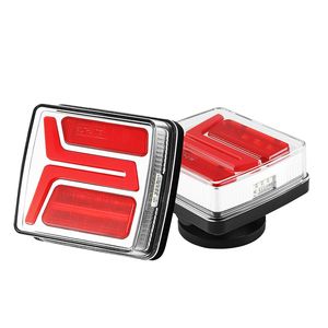 ไฟท้าย LED 12V แบบสี่เหลี่ยม 2 ชิ้น ชุดไฟเบรค ไฟเลี้ยว ไฟส่องป้ายทะเบียน แบบแม่เหล็กไร้สายสำหรับรถพ่วง - Product Image 1