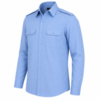 Chemise d'uniforme d'automne pour hommes en gros, confortable, de haute qualité, avec bretelles, double poche poitrine, formelle, style pilote, manches longues, pour le travail