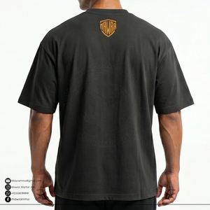 OEM Custom <b>Mens</b> Oversized Streetwear Graphic T Shirt <b>Black</b> Cotton Abstract Gradient Letter Print Casual Custom Shirt - Product Image 2